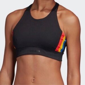 Adidas x Farm Rio Brilliant rainbow stripes Basic Sports Bra